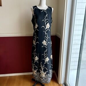 Vintage Lonnee Dress Women's M Sleeveless Floral Maxi Chiffon Overlay Witchy 90s